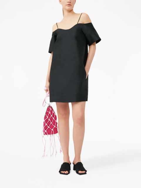 GANNI plain cold-shoulder mini dress - Black