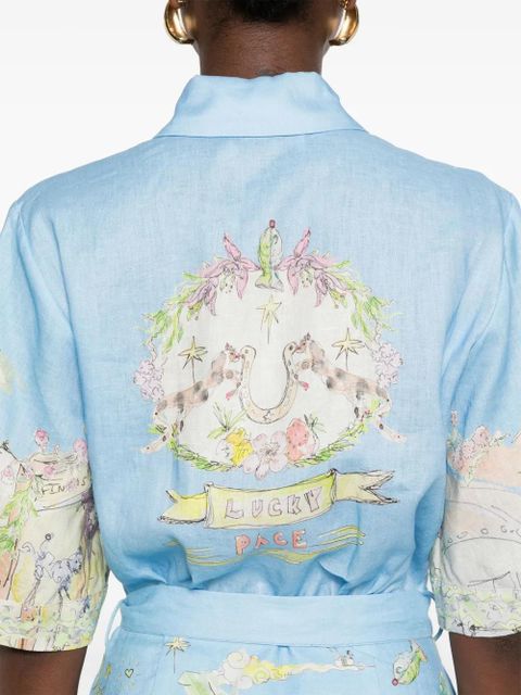 ALEMAIS linen printed dress - Blue