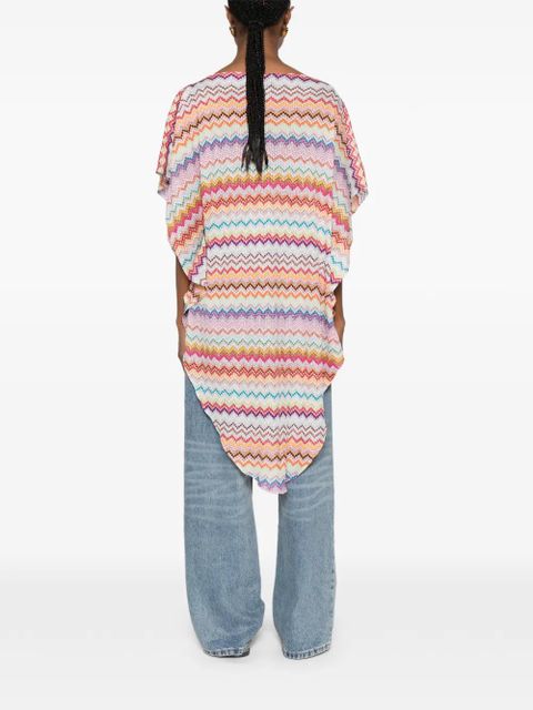 Missoni zigzag-knit boat-neck poncho - Pink