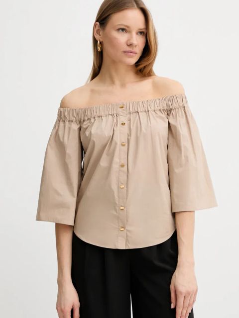 Marciano Guess bluzka bawełniana PAT damska kolor beżowy gładka 5GGH28 7315A