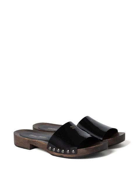 Miu Miu leather slides - Black - zdjęcie produktu nr 2