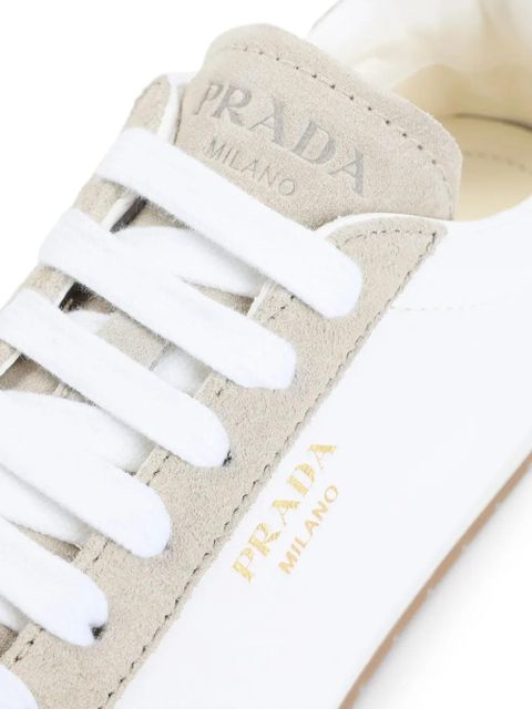 Prada lace-up leather sneakers - Neutrals