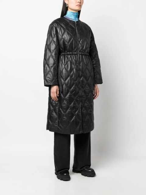 GANNI diamond-quilted zip-up raincoat - Black - zdjęcie produktu nr 2