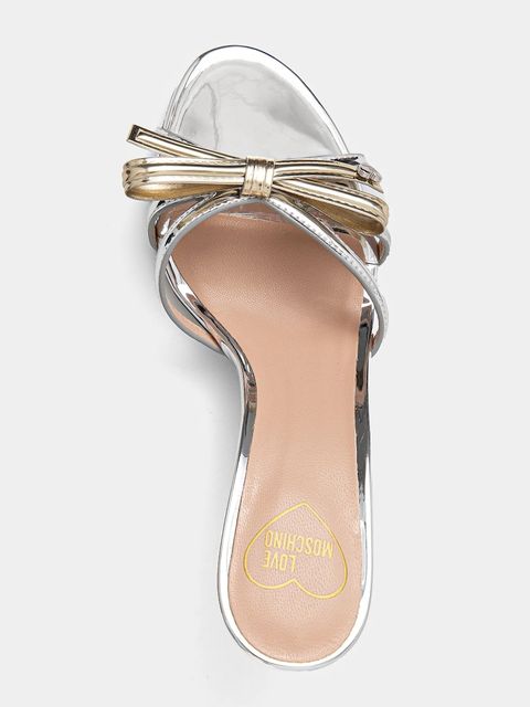 Love Moschino klapki damskie kolor srebrny na szpilce JA28036G1MJE190A