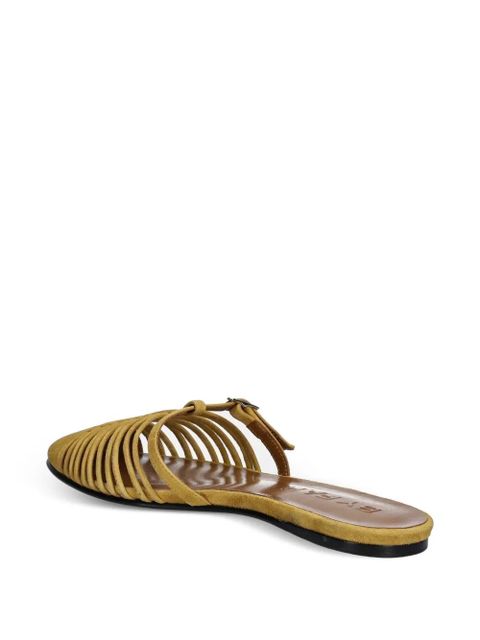 BY FAR Osip Cumin Kid caged buckle slides - Yellow