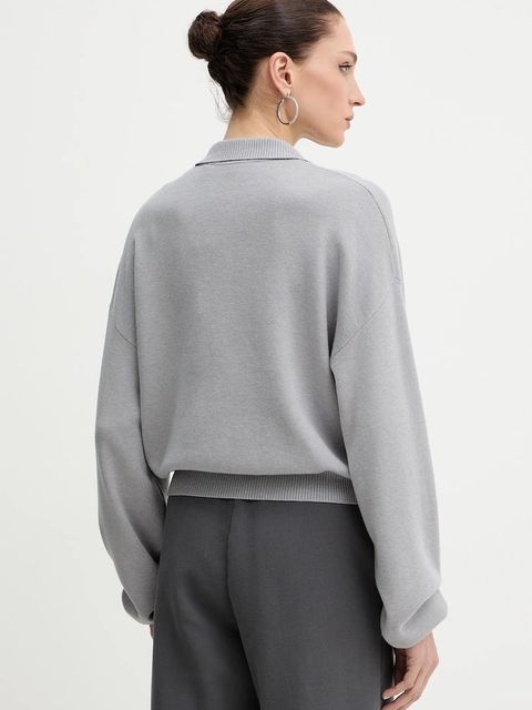 Rotate sweter z dodatkiem wełny damski kolor szary lekki 115137039