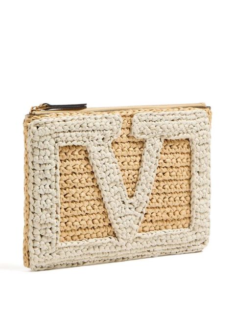 Valentino Garavani Viva Superstar raffia clutch bag - Neutrals