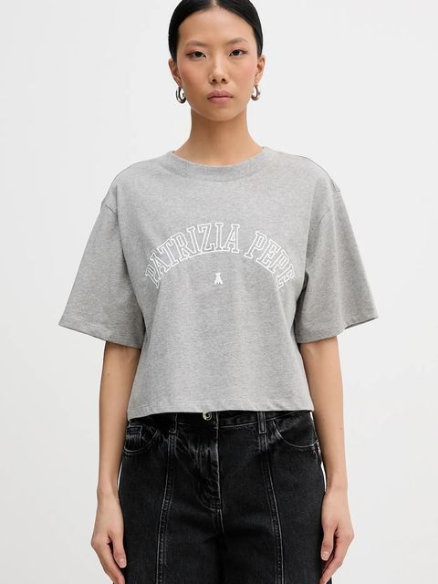 Patrizia Pepe t-shirt bawełniany damski kolor szary 8M1798 J387 - zdjęcie produktu nr 1