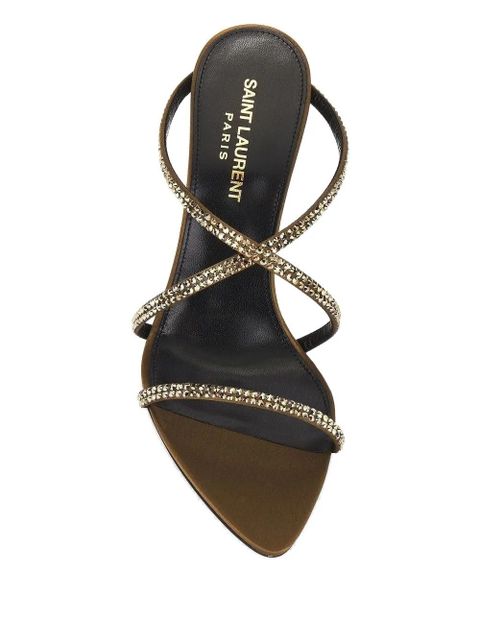 Saint Laurent 110mm crystal-embellished sandals - Brown - zdjęcie produktu nr 2