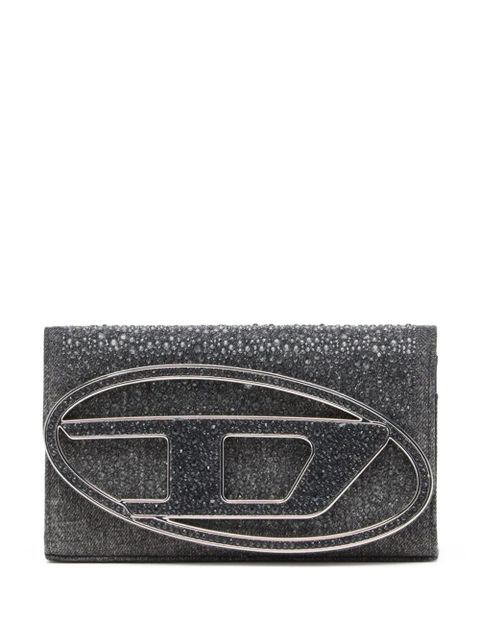 Diesel 1DR crystal embellished denim wallet - Black - zdjęcie produktu nr 1