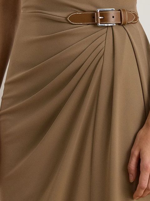 Lauren Ralph Lauren sukienka kolor brązowy midi dopasowana 200980221