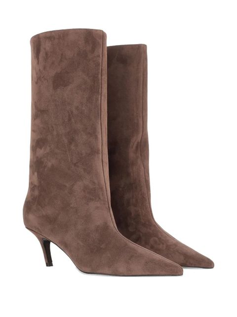 Amina Muaddi 60mm Fiona tapered-toe slip-on boots - Brown - zdjęcie produktu nr 2