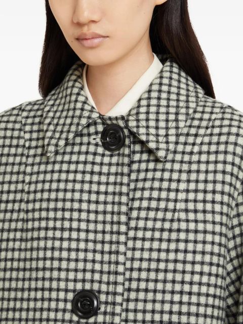 Marni collared checked coat - White