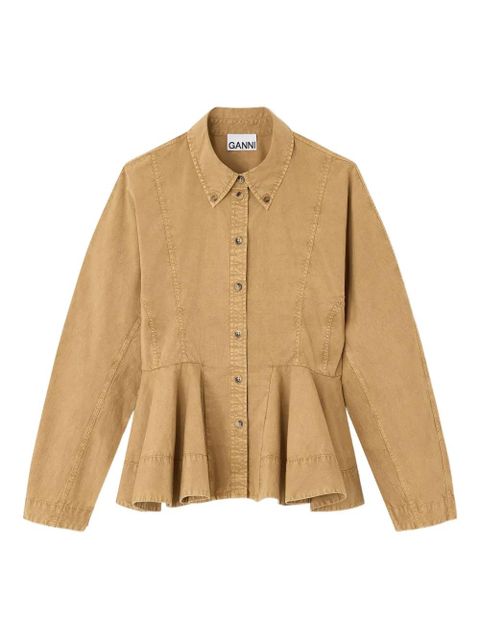 GANNI peplum cotton shirt - Neutrals - zdjęcie produktu nr 1
