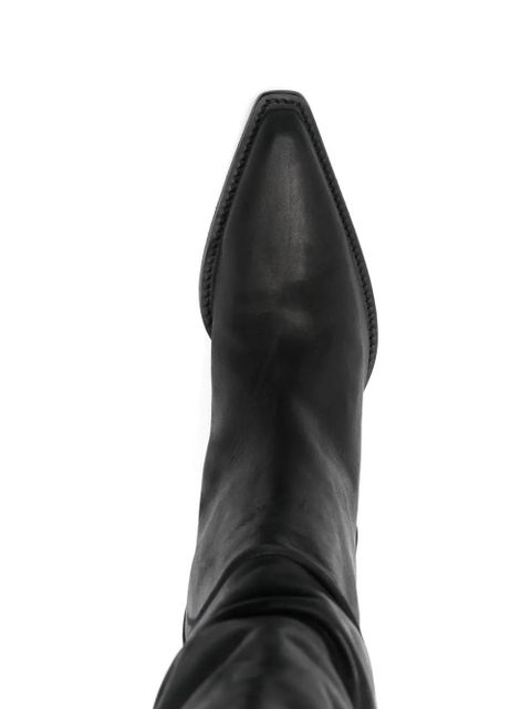 KHAITE 45mm Clive leather pointed-toe boots - Black