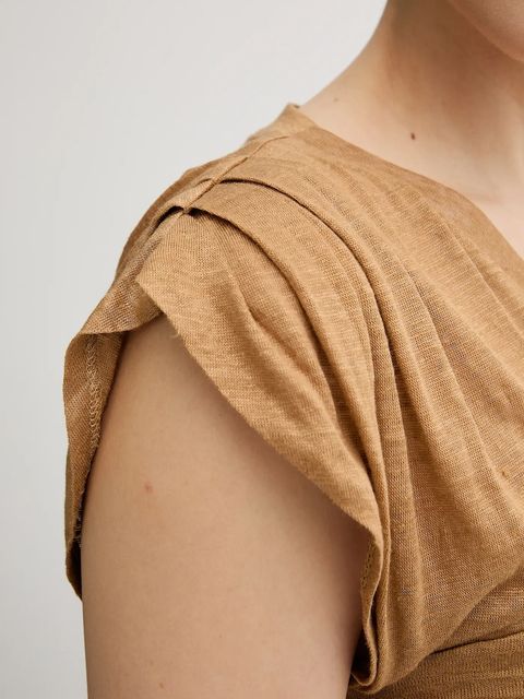 Pinko bluzka lniana damskie kolor beżowy gładka 104985 A2GF