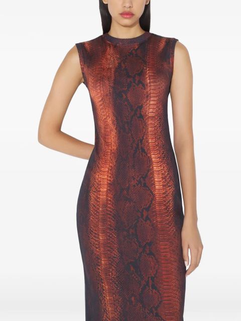 Jean Paul Gaultier python-printed midi dress - Brown