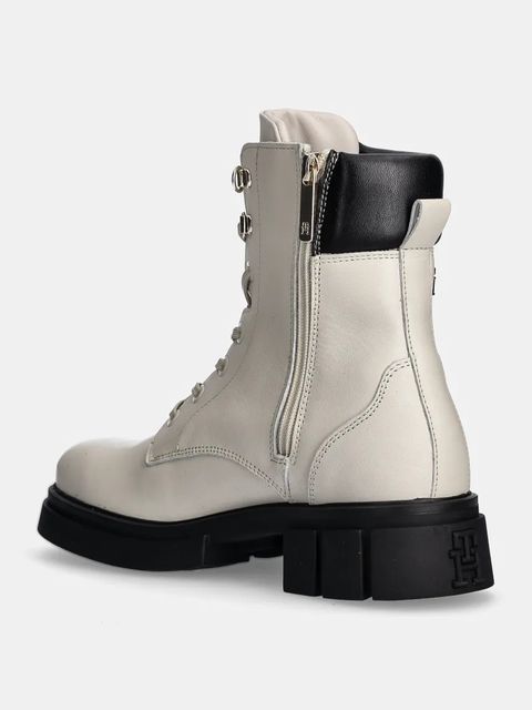 Tommy Hilfiger workery skórzane LACE-UP BIKER LEATHER damskie kolor beżowy na platformie FW0FW08167 - zdjęcie produktu nr 2