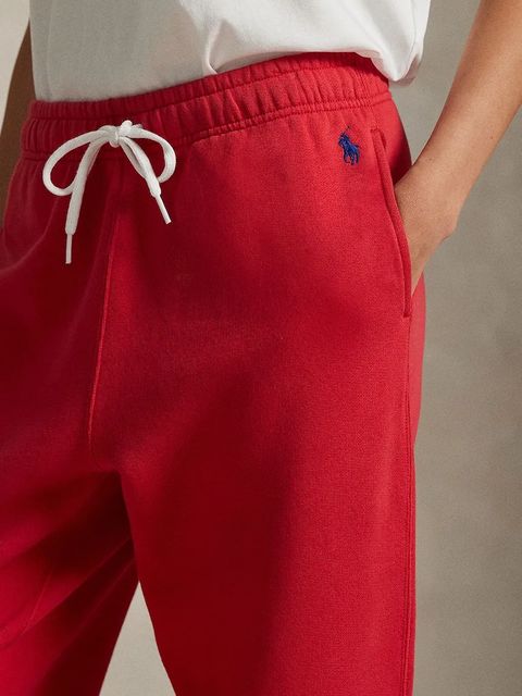 Polo Ralph Lauren spodnie dresowe damskie kolor czerwony gładkie 211971700