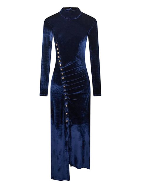 Rabanne velvet button-detail dress - Blue - zdjęcie produktu nr 1