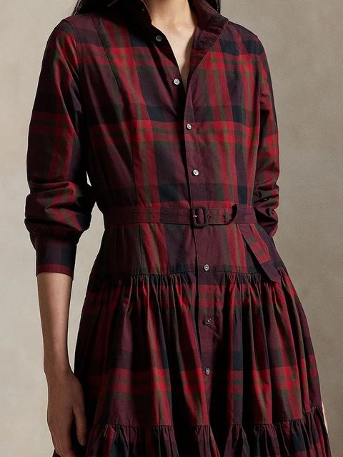 Polo Ralph Lauren sukienka kolor bordowy midi rozkloszowana 211A13260