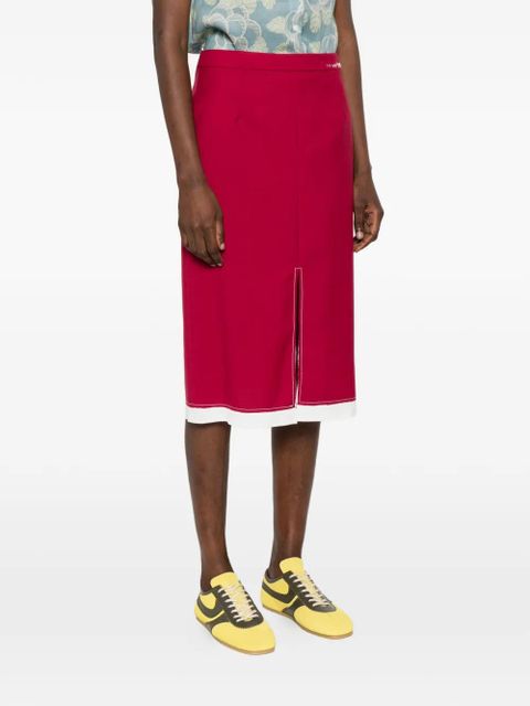 Marni split-hem midi skirt - Red