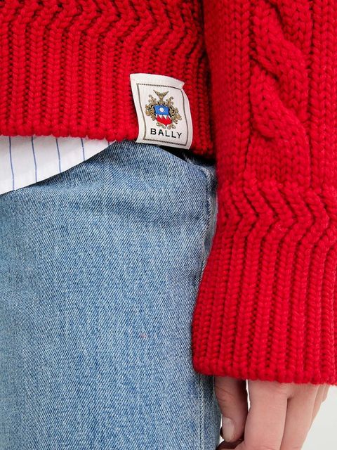 Bally kardigan wełniany damski kolor czerwony ciepły WKN0AM