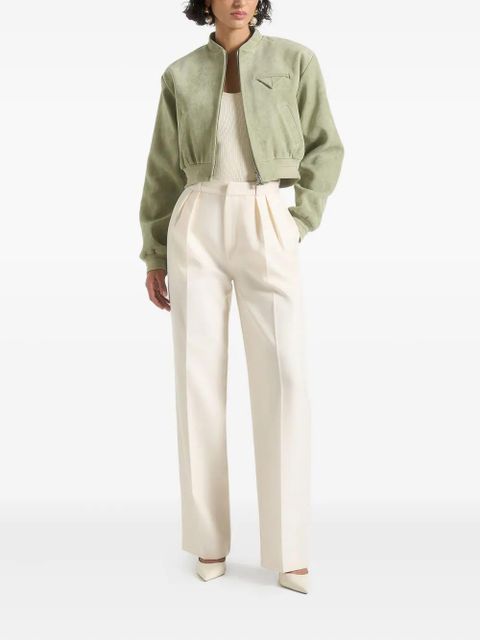 Manière De Voir Monique wide-shoulder suede bomber jacket - Green - zdjęcie produktu nr 2