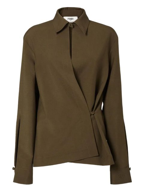FENDI asymmetric wool-mohair blouse - Green - zdjęcie produktu nr 1
