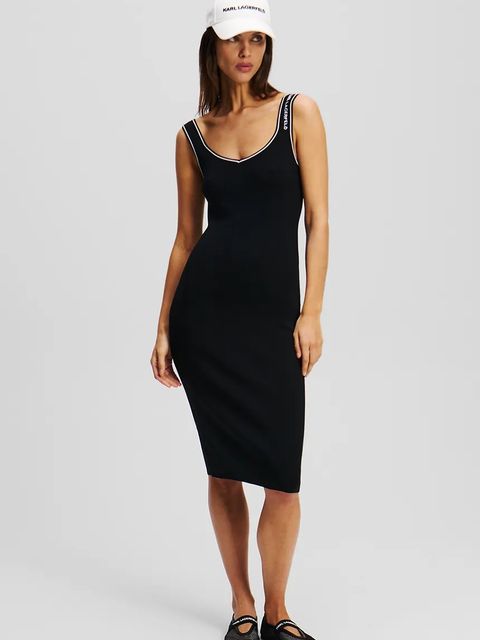 Karl Lagerfeld sukienka kolor czarny midi dopasowana A2W13018