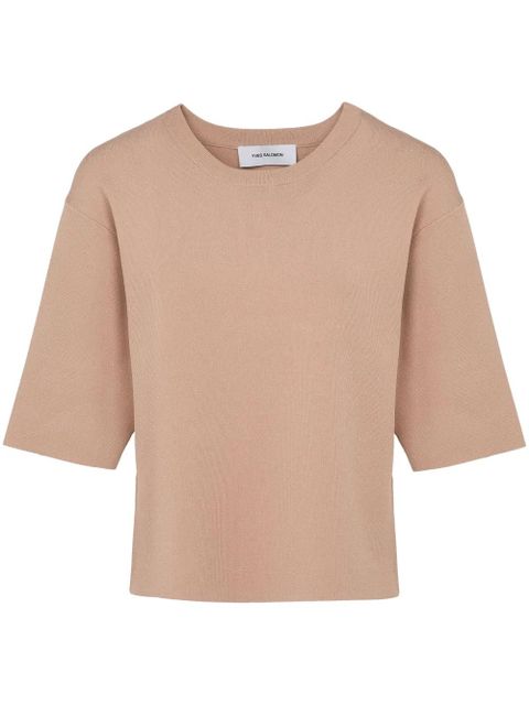 Yves Salomon knitted cropped T-shirt - Neutrals - zdjęcie produktu nr 1