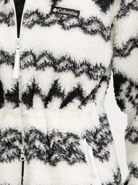 Columbia bluza polarowa Rare Escape kolor biały z kapturem wzorzysta 2135371