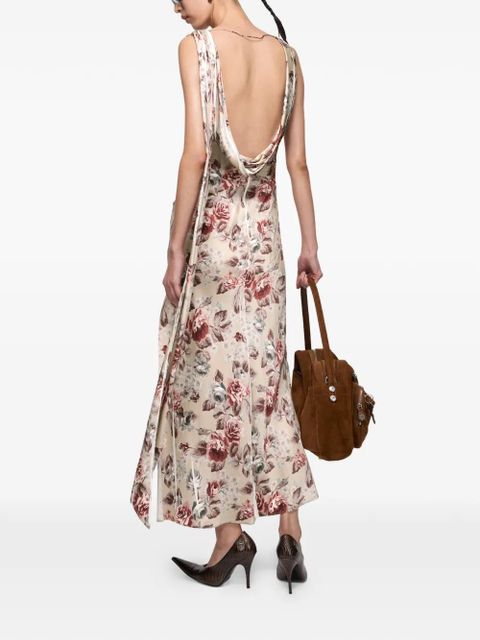 Acne Studios floral-print cowl-neck dress - Neutrals