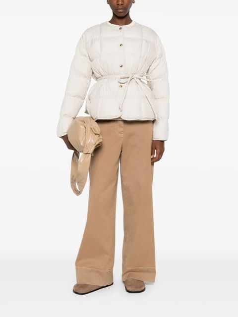 Moncler belted quilted jacket - Neutrals