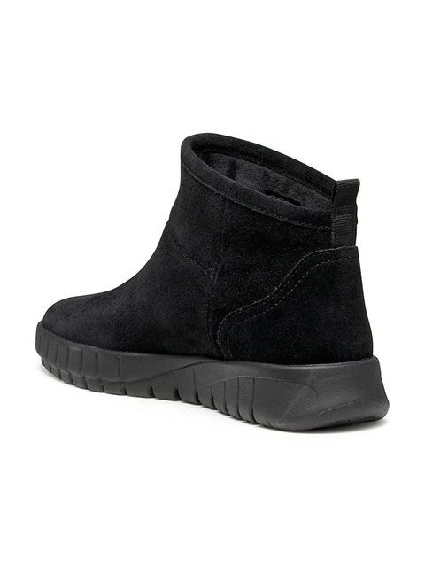 Geox botki zamszowe D FLEXTRIDE damskie kolor czarny na płaskim obcasie D569AA 00022 C9999