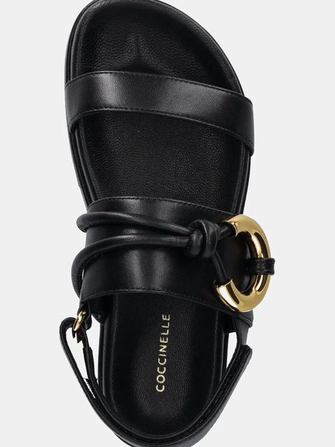 Coccinelle sandały skórzane damskie kolor czarny na platformie E4 SGH 18 01 01 001