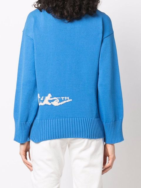 Off-White intarsia-logo jumper - Blue