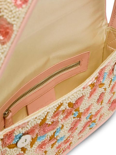 STAUD Tommy beaded floral shoulder bag - Neutrals