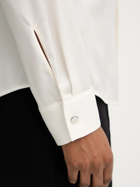 BOSS koszula jedwabna kolor beżowy regular 50538481