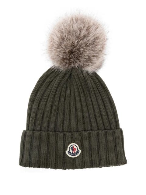 Moncler logo-patch beanie hat - Green - zdjęcie produktu nr 1