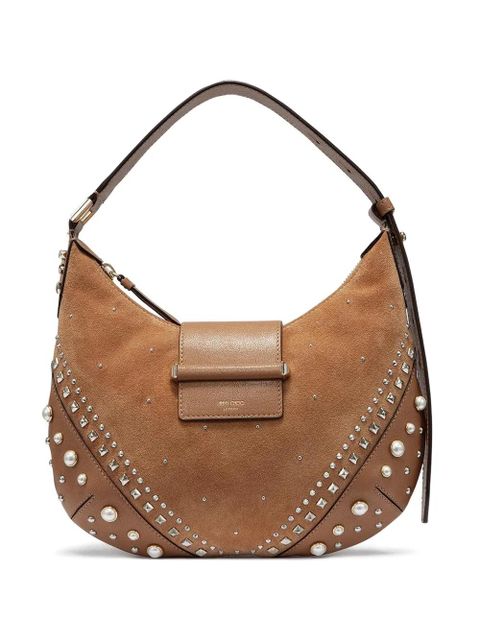 Jimmy Choo small Bar Hobo studded-embelishment shoulder bag - Brown - zdjęcie produktu nr 1