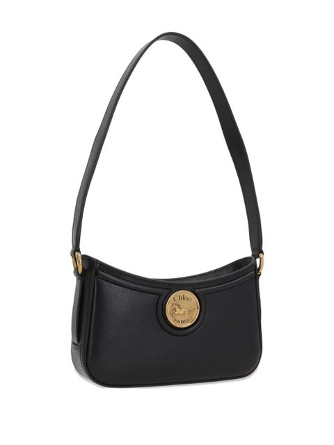 Chloé logo-plaque leather shoulder bag - Black