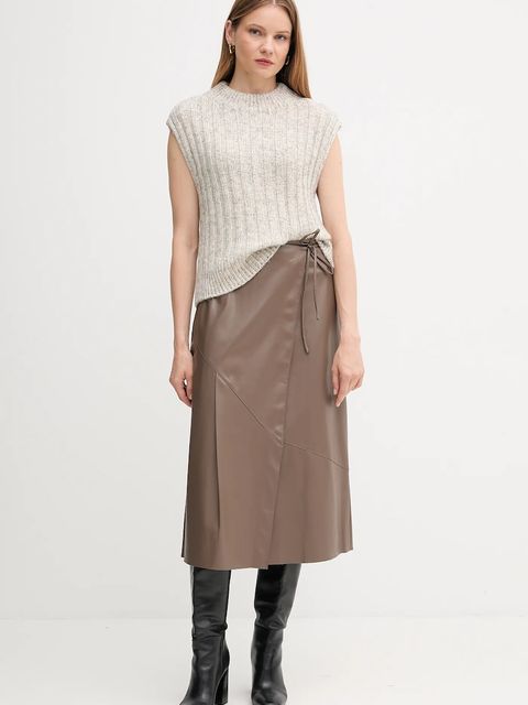 OUI spódnica kolor brązowy midi rozkloszowana 94517 - zdjęcie produktu nr 2