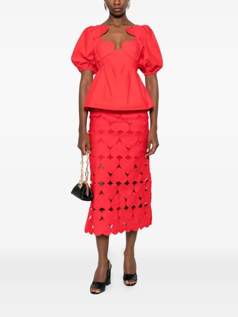 FARM Rio heart puff-sleeve blouse - Red - zdjęcie produktu nr 2