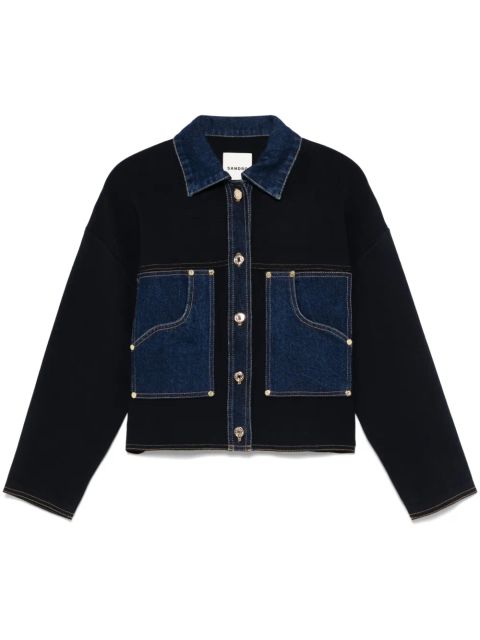SANDRO layered denim cardigan - Blue