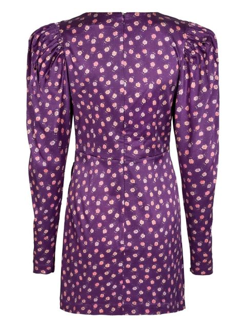 ROTATE BIRGER CHRISTENSEN puff-sleeve floral print mini dress - Purple