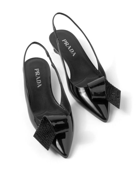 Prada 25mm appliqué-detail leather pumps - Black