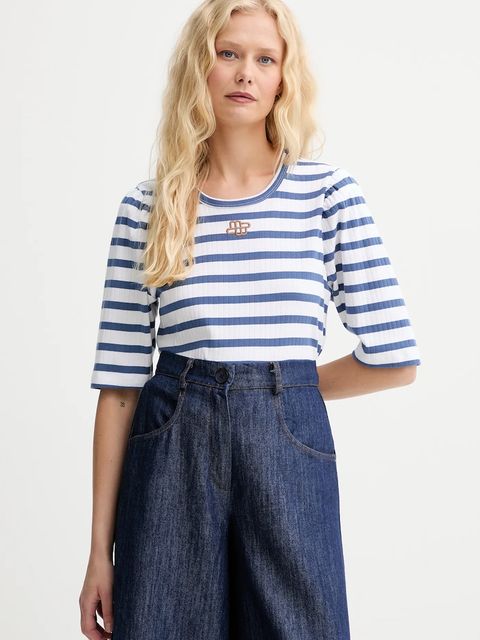 MUNTHE t-shirt bawełniany PARSA damski kolor niebieski 252110025264 - zdjęcie produktu nr 1