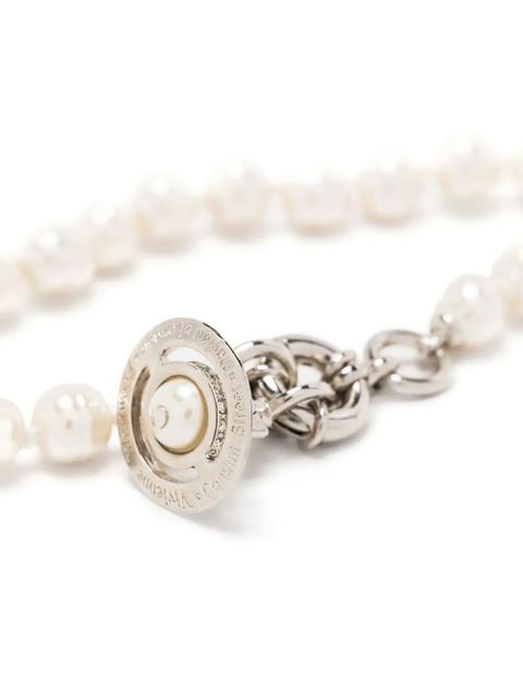 Vivienne Westwood logo-charm pearl bracelet - Neutrals