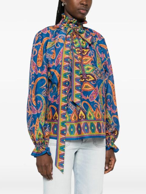 ETRO pussy-bow paisley blouse - Blue